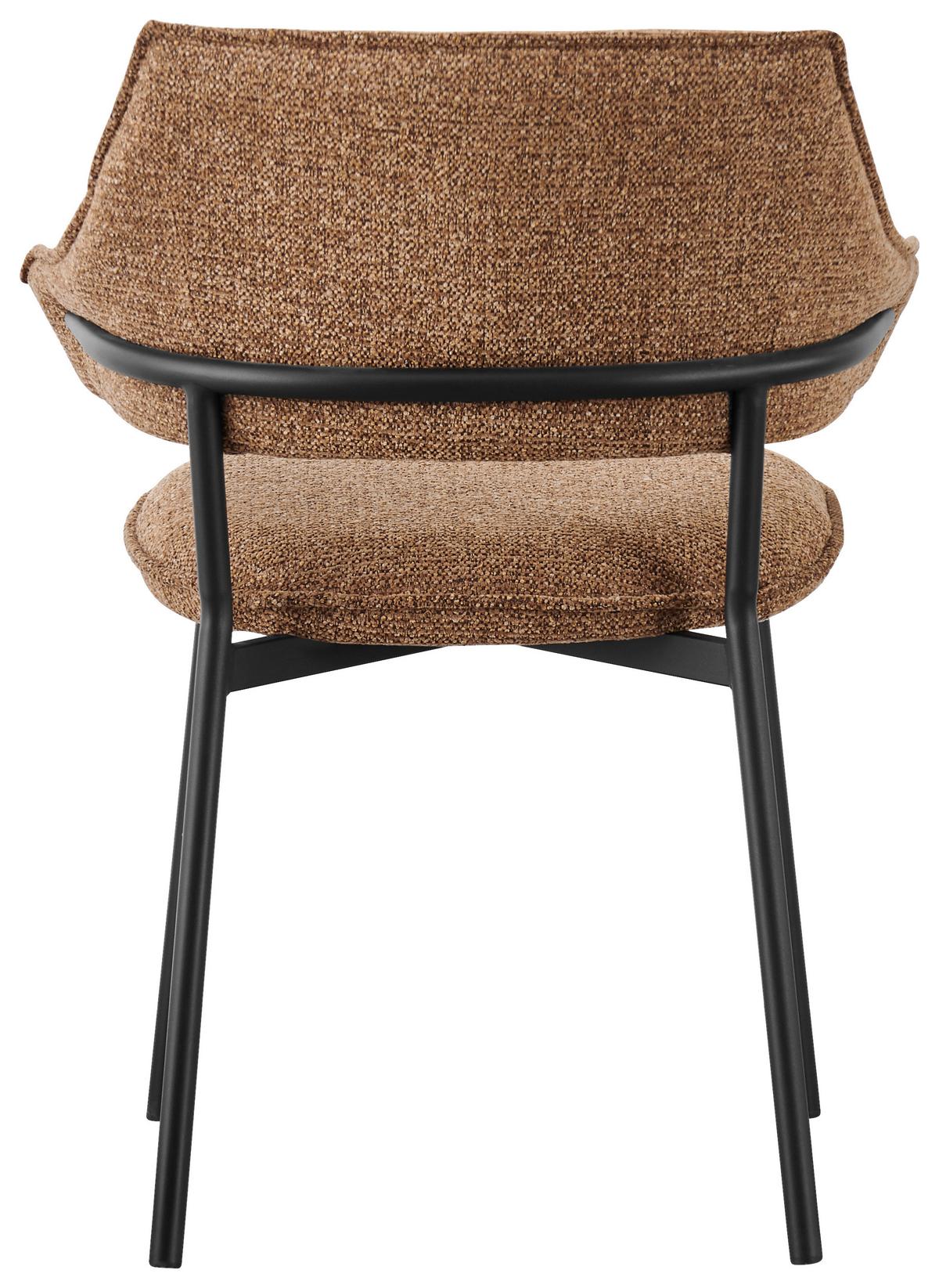 Armlehnstuhl Lina Webstoff Braun - Schwarz/Braun, MODERN, Textil/Metall (62/84/62cm) - MID.YOU