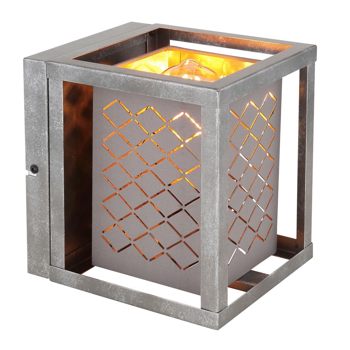 Wandleuchte 1-flammig Grau/silber-/goldfarben - Silberfarben/Goldfarben, Design, Textil/Metall (17/17/20cm) - Globo