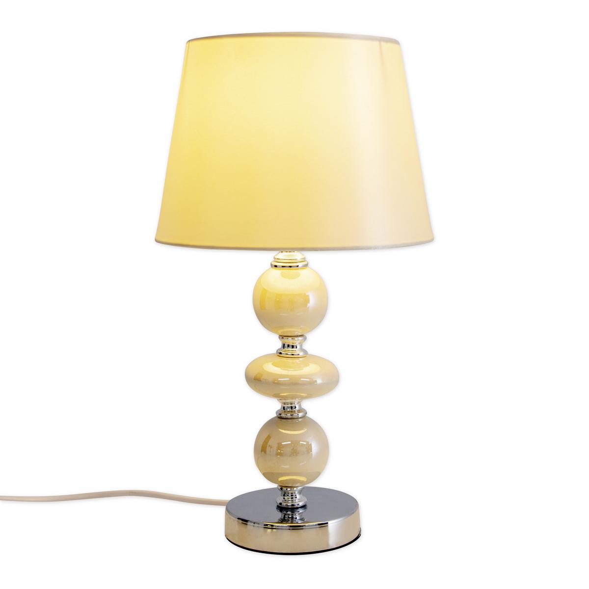 Tischlampe Chromfarben/beige Mit Kippschalter - Chromfarben/Beige, Design, Keramik/Textil (20/36cm) - Näve