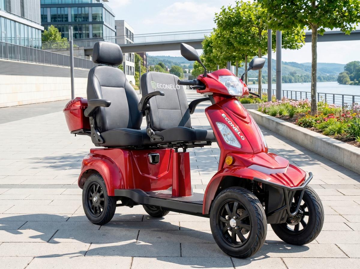 E-Seniorenmobil VISTAQ1L-BS Blei-Akku, 4-Rad, 1000W - Bordeaux, Basics, Metall (165/80/110cm)