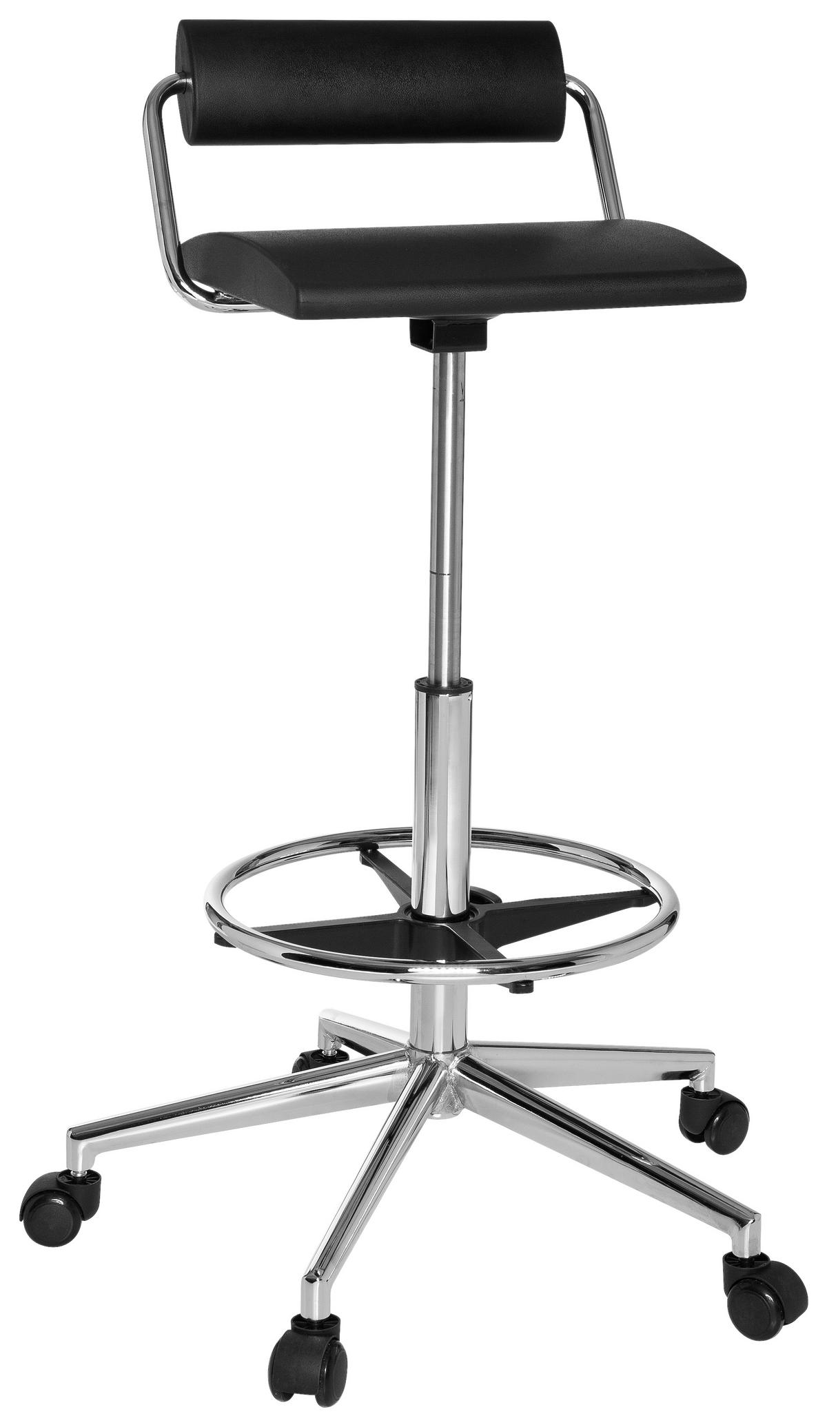 Bürohocker Top Work 28 Höhenverstellbar Schwarz - Schwarz, MODERN, Kunststoff/Metall (62/80/62cm) - MID.YOU
