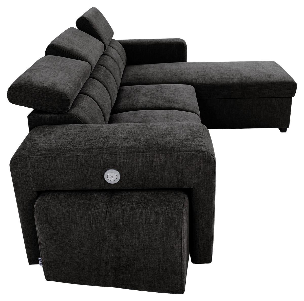 Ecksofa Sirius M schwarz, 251x165cm - Schwarz, KONVENTIONELL, Holz/Holzwerkstoff (251/165cm)