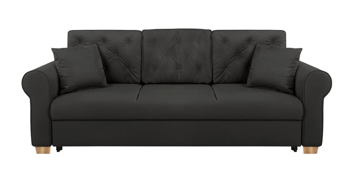 Schlafsofa Arles, Schwarz 25 B: 240 Cm - Buchefarben/Schwarz, Design, Textil (240/94/98cm) - MID.YOU