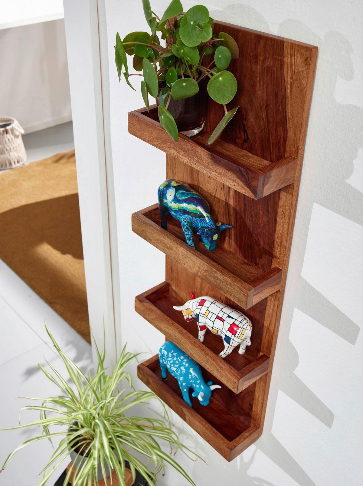 Wandregal Wohnling Sheesham B: 30 cm - Sheeshamfarben, MODERN, Holz (30/80/10cm) - MID.YOU