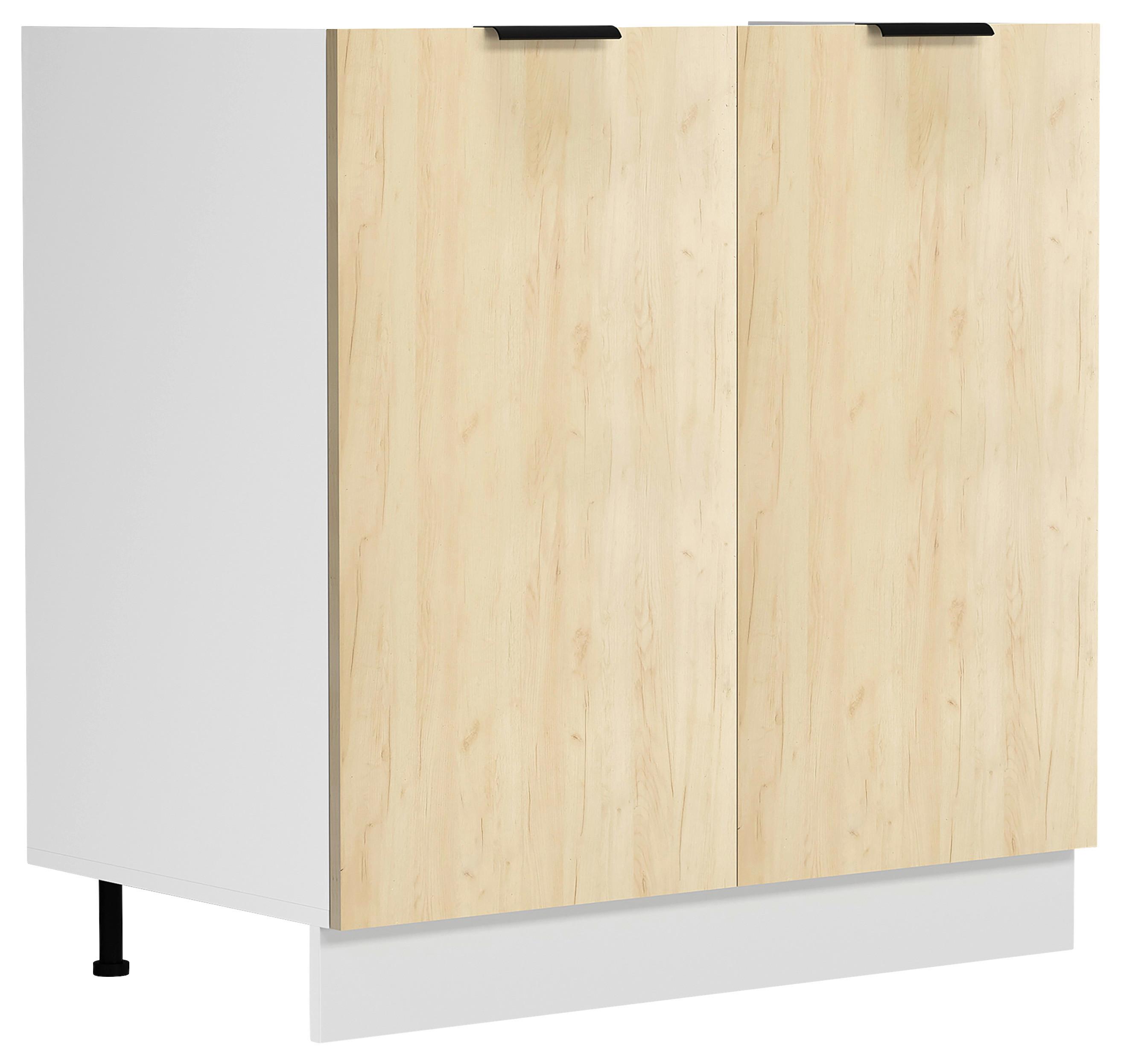 Spülenunterschrank Fasola Weiß/Honigeiche B: 80 cm