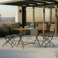 Gartengarnitur 5-tlg. Lindau Metall/holz - Anthrazit/Akaziefarben, Basics, Holz/Metall (120/75/80cm) - Gardenson