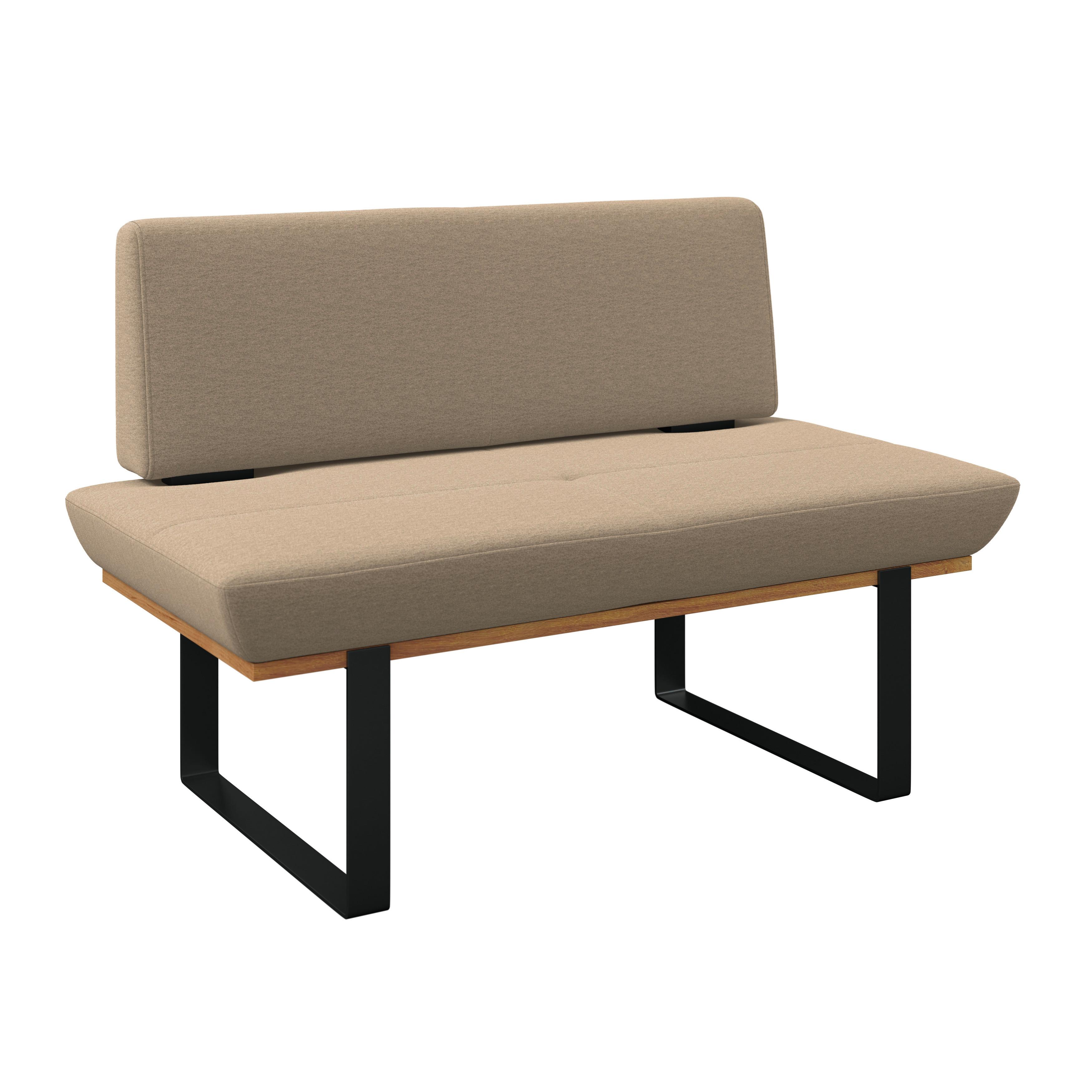 Sitzbank Tristan Webstoff beige, B: 130cm - Beige/Schwarz, MODERN, Holz/Textil (130/48/90cm) - James Wood