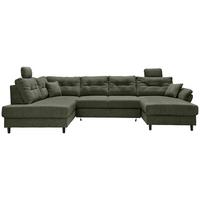 Wohnlandschaft Brizzini Dunkelgrün U: 206x338x176 cm - Dunkelgrün/Schwarz, MODERN, Textil (206/338/176cm) - Livetastic