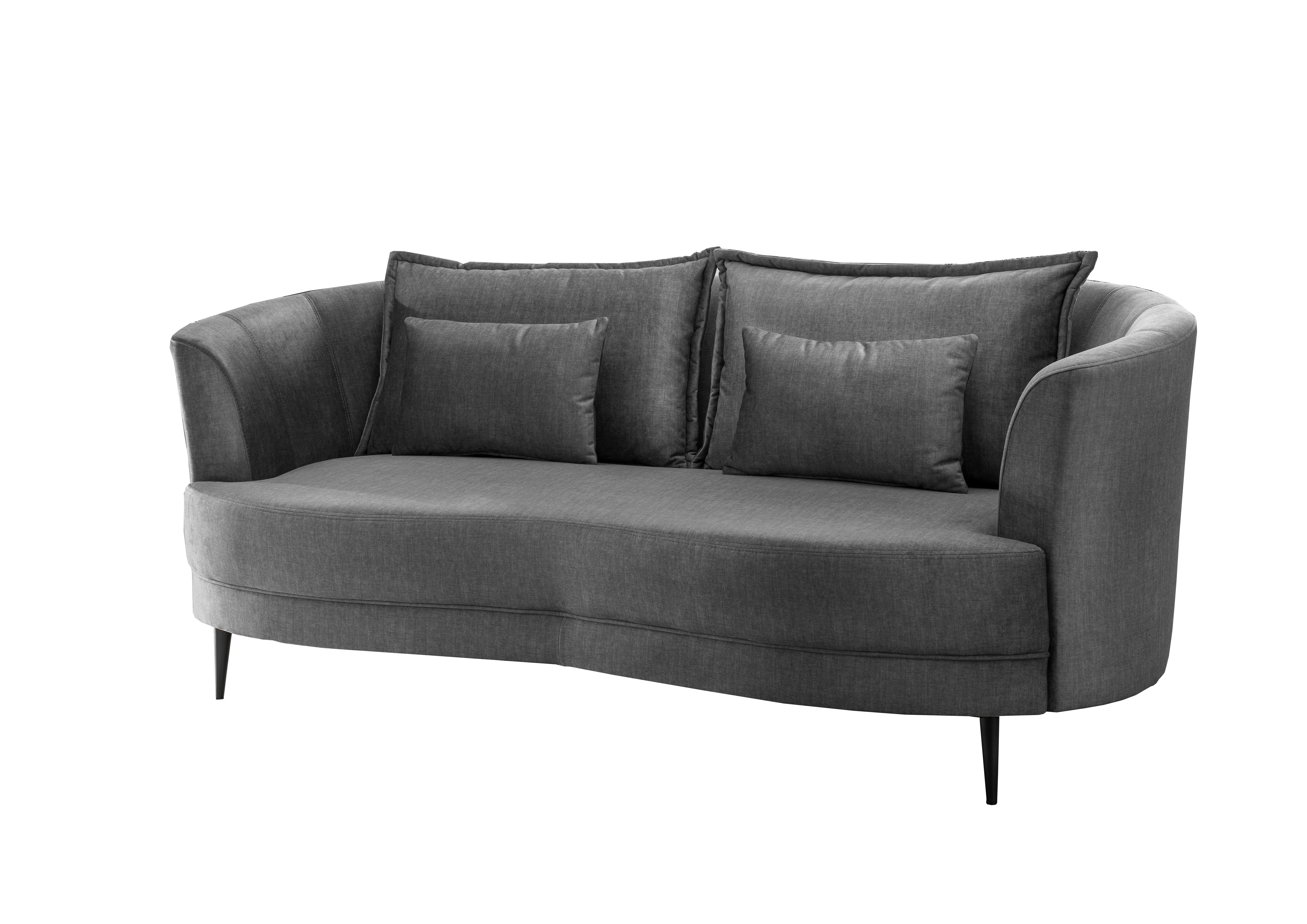 3-Sitzer-Sofa Pistaccio Grau Velours, Rücken Echt B: 209 cm - Schwarz/Grau, MODERN, Textil (209/85/101cm) - Livetastic
