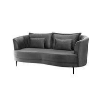 3-sitzer-sofa Pistaccio Grau Velours, Rücken Echt B: 209 Cm - Schwarz/Grau, MODERN, Textil (209/85/101cm) - Livetastic