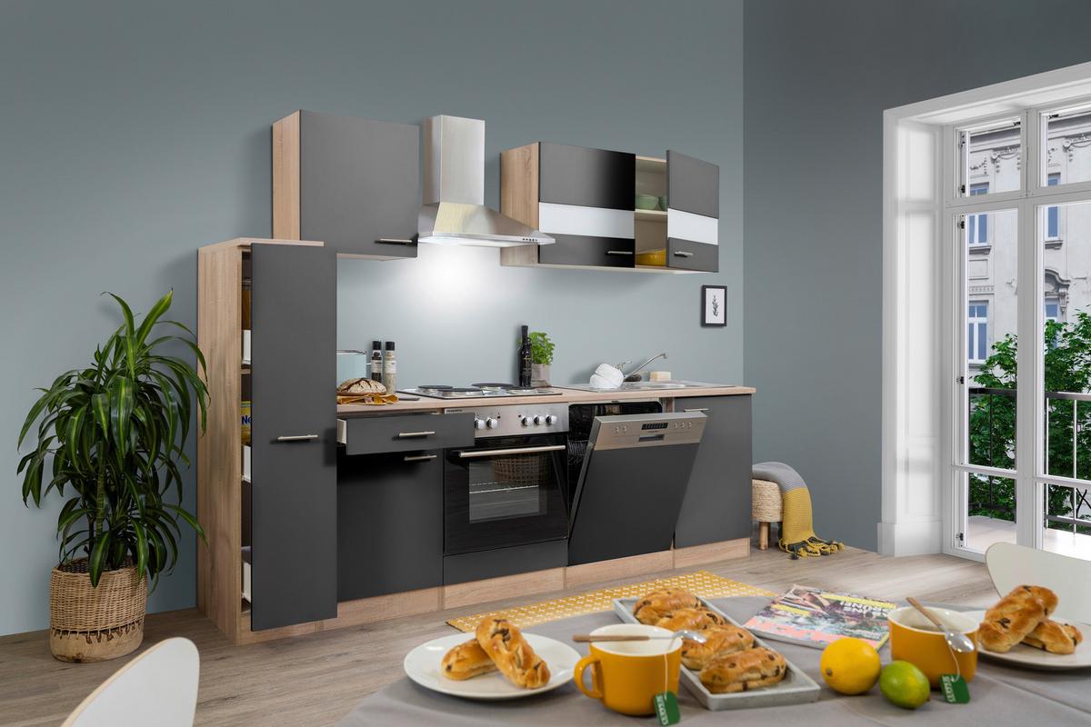 Küchenblock Merle Küchenblock 250 cm - Eichefarben/Grau, Basics, Holzwerkstoff (250cm) - Respekta