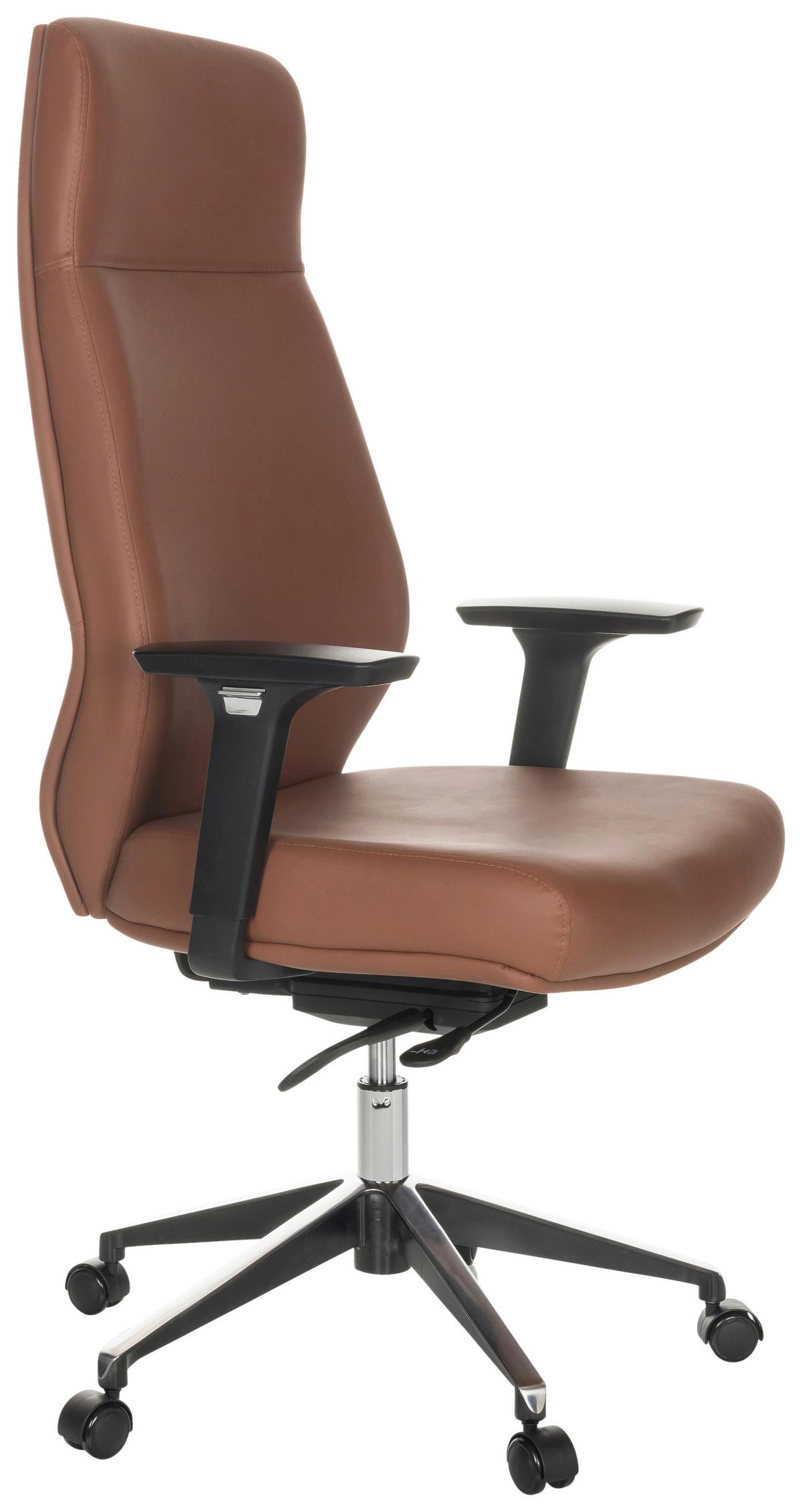 Drehstuhl Vitoro Eco - Schwarz/Braun, Basics, Leder/Kunststoff (68/123-130/68cm) - MID.YOU