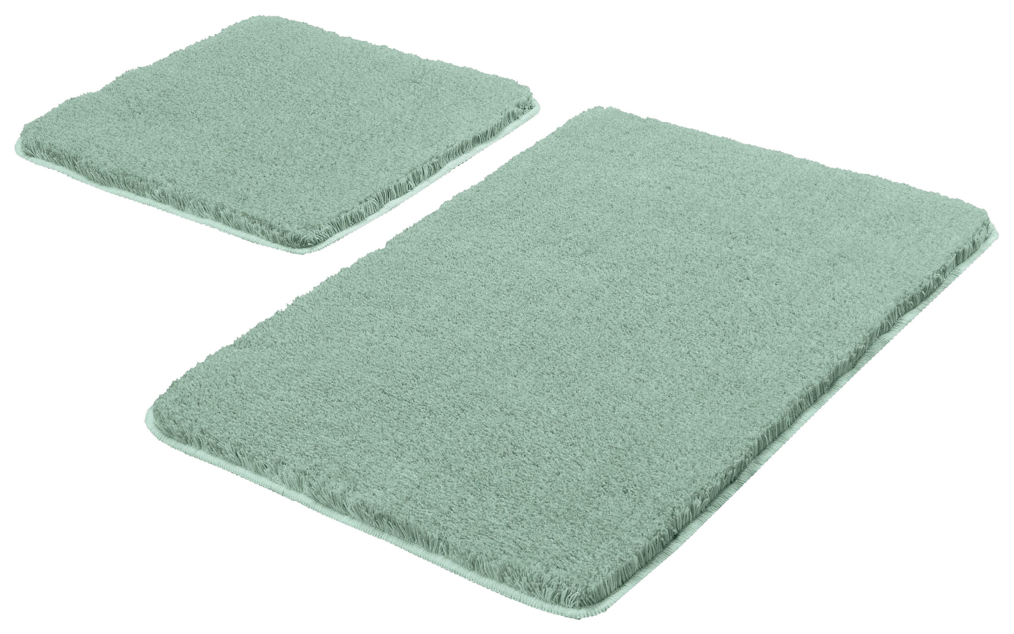Badteppich Set Noble 85x55 cm Hellgrün Waschbar - Hellgrün, KONVENTIONELL, Textil (55x85/50x50cm) - Kleine Wolke