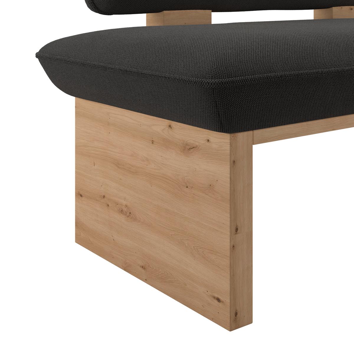 Sitzbank Beluna II Webstoff anthrazit, B: 120cm - Eichefarben/Anthrazit, KONVENTIONELL, Holzwerkstoff/Textil (120/87/67cm) - James Wood