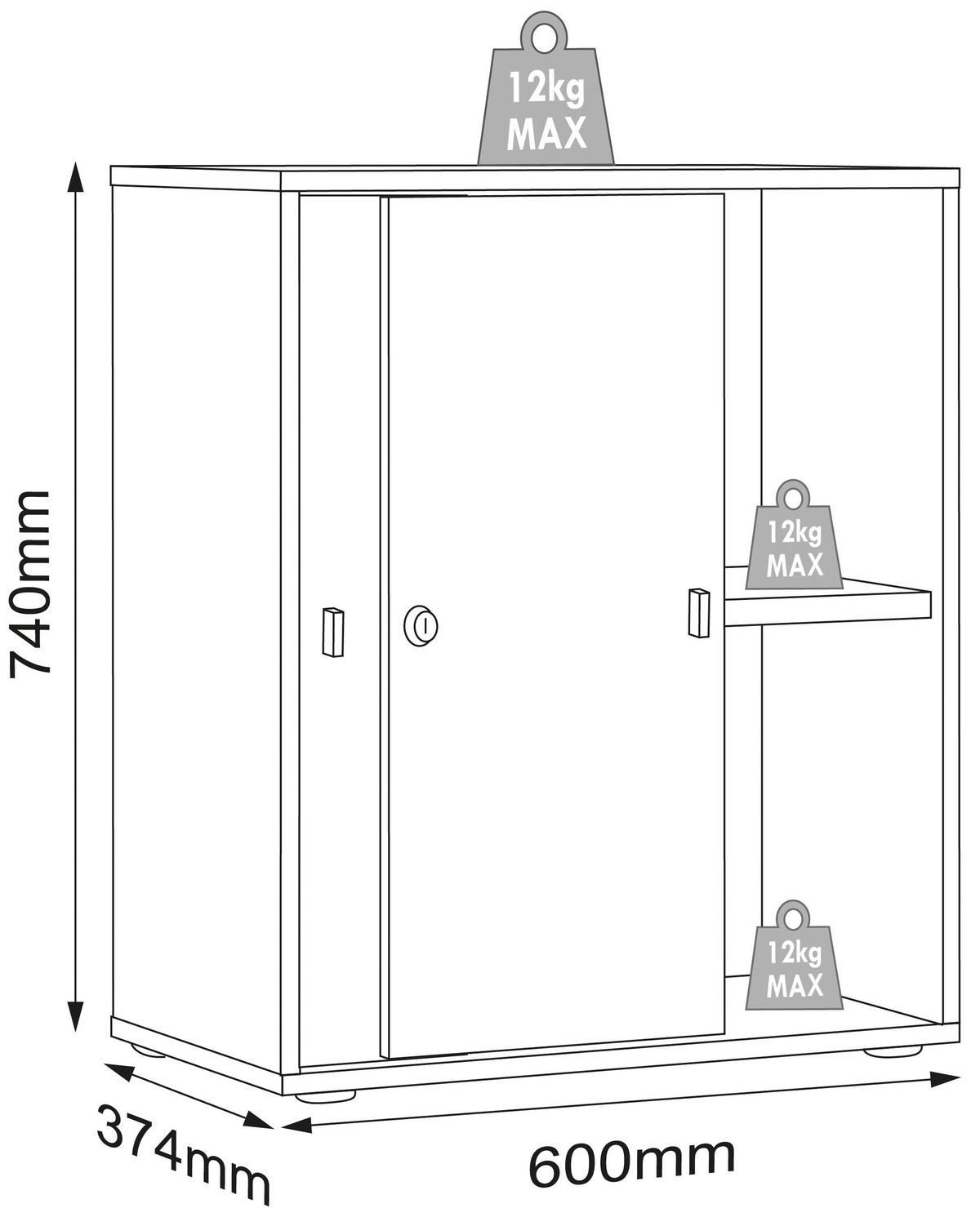 Aktenschrank Salia Anthrazit, Honigeiche B: 60 cm - Honigeiche/Anthrazit, Design, Holzwerkstoff (60/74/37cm) - MID.YOU