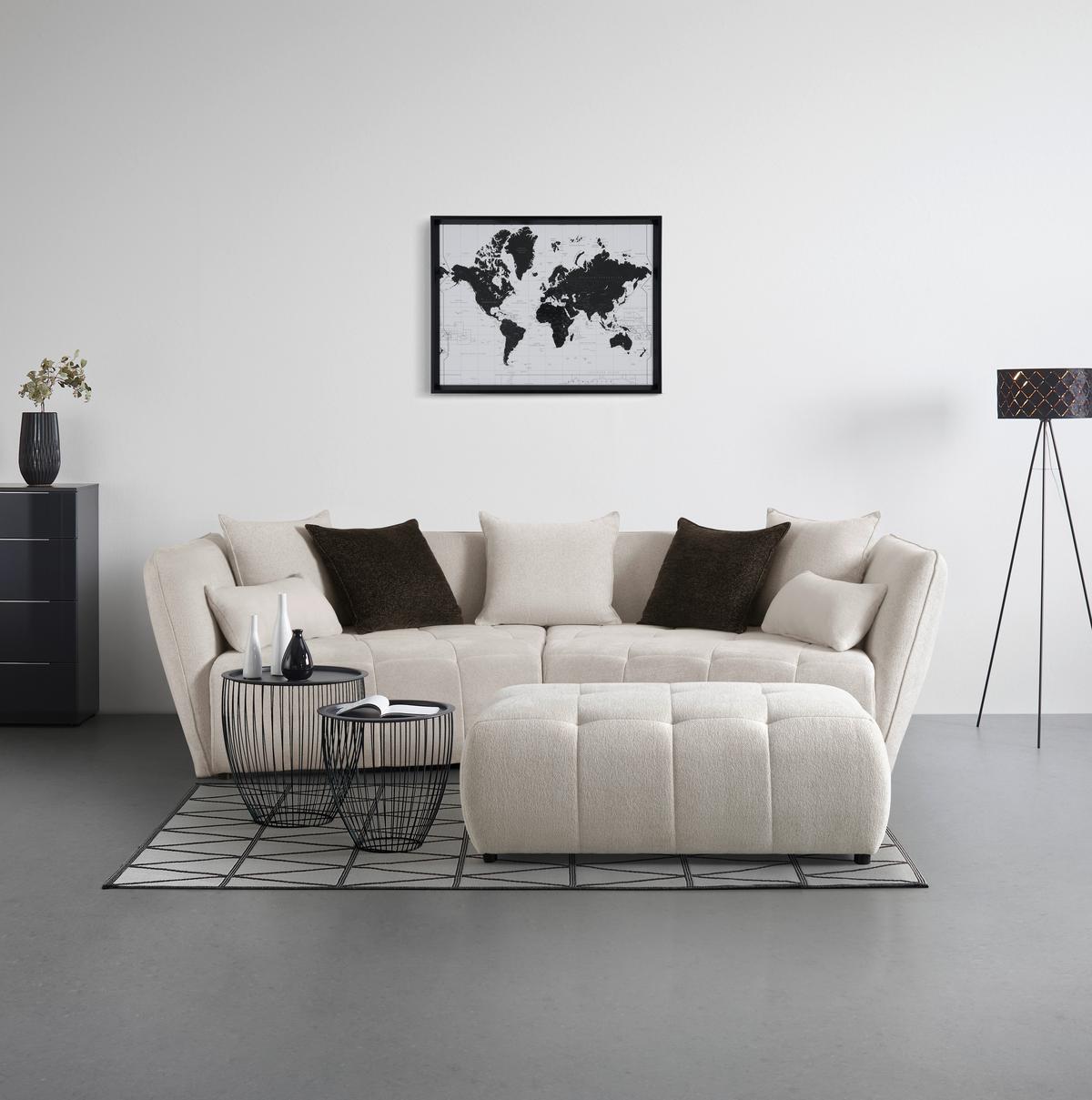 Taburetka SOFI, écru - čierna/krémová, Modern, textil (128/48/70cm) - Premium Living