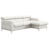 Ecksofa mit Schlaffunktion Sammy Hellgrau - Chromfarben/Weiß, Design, Leder (227/168cm) - Livetastic