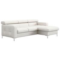 Ecksofa mit Schlaffunktion Sammy Hellgrau - Chromfarben/Weiß, Design, Leder (227/168cm) - Livetastic
