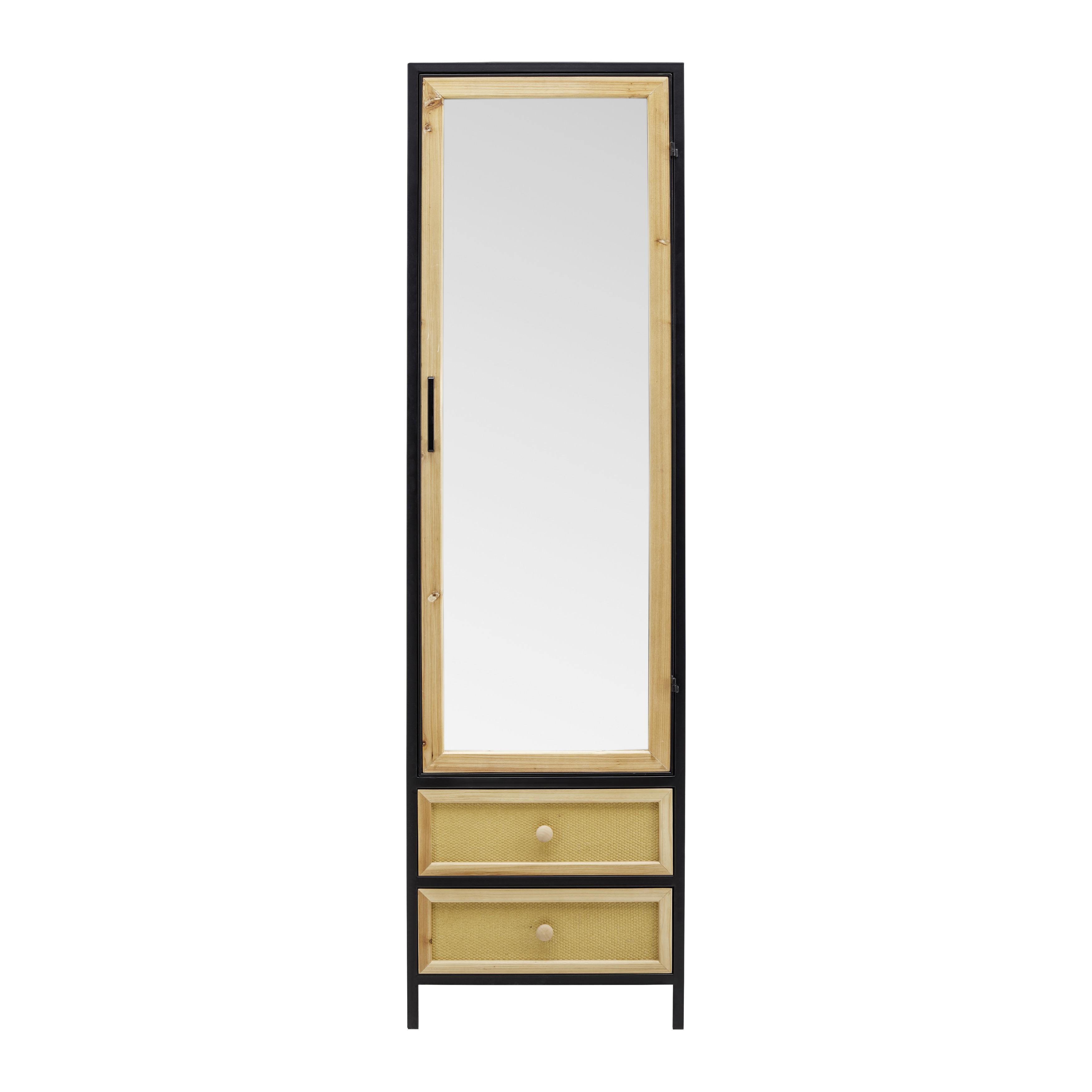 Šatní Skříň Vittoria Z Masivu - černá/přírodní barvy, Moderní, kov/dřevo (50/175/38cm) - Bessagi Home