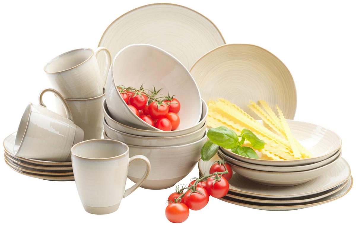 Kombiservice 4 Personen Geschirr Set - Beige, Basics, Keramik - Mäser