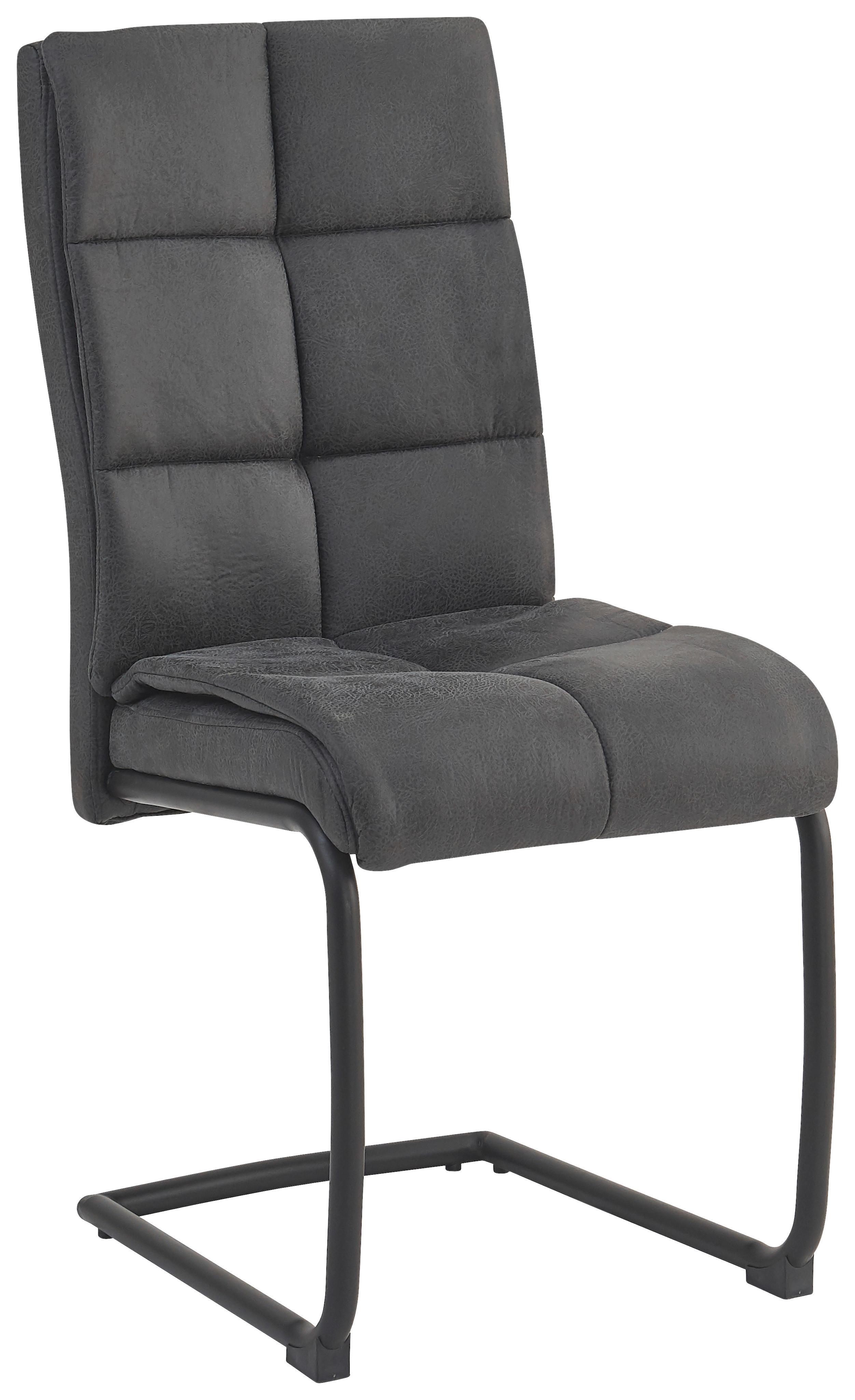 Schwingstuhl Kiana Microfaser Dunkelbrau, B: 38cm - Dunkelgrau/Schwarz, LIFESTYLE, Textil/Metall (38/97/45cm) - Livetastic