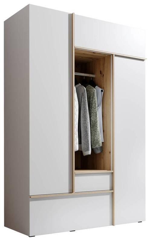 Drehtürenschrank Mit Schubladen 135 Balve - Eichefarben/Weiß, MODERN, Holzwerkstoff (135/204/59cm) - MID.YOU