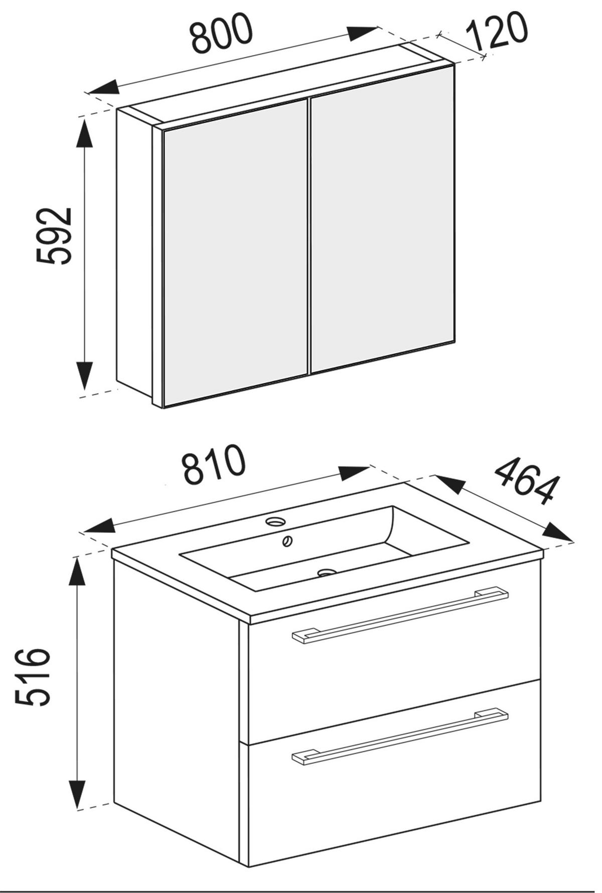 Badezimmer Badinos 4-Teilig Weiß B: 81 cm - Weiß, MODERN, Keramik/Holzwerkstoff (113cm) - MID.YOU