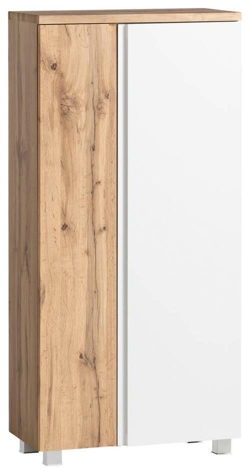 Midischrank Bad Varese B: 65 cm Weiß/Wotaneiche Dekor - Eiche Wotan/Weiß, MODERN, Holzwerkstoff (65/130/35cm) - Held