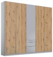 Drehtürenschrank ALABAMA EXTRA aus Dekor in Grau/Eiche mit 3 Laden