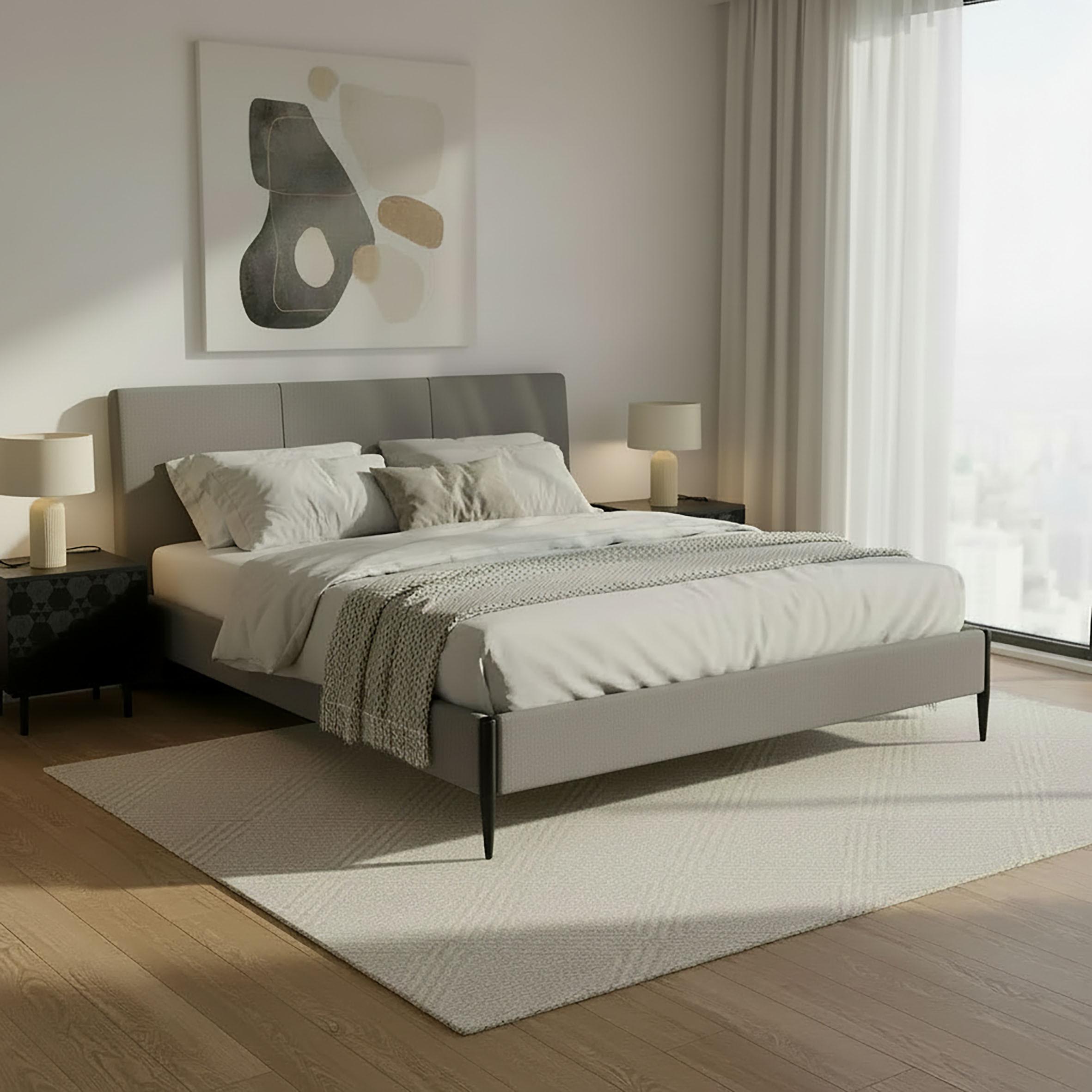 Čalúnená posteľ MELISA 180x200 cm, sivá - čierna/sivá, Modern, kov/drevo (180/200cm) - Bessagi Home