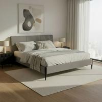 Čalouněná postel MELISA 180x200 cm, šedá - šedá/černá, Moderní, kov/dřevo (180/200cm) - Bessagi Home