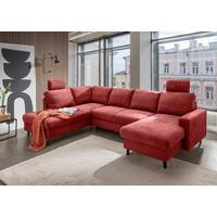 Wohnlandschaft Passione Rot U: 200x305x153 cm - Rot/Schwarz, MODERN, Textil (200/305/153cm) - Livetastic