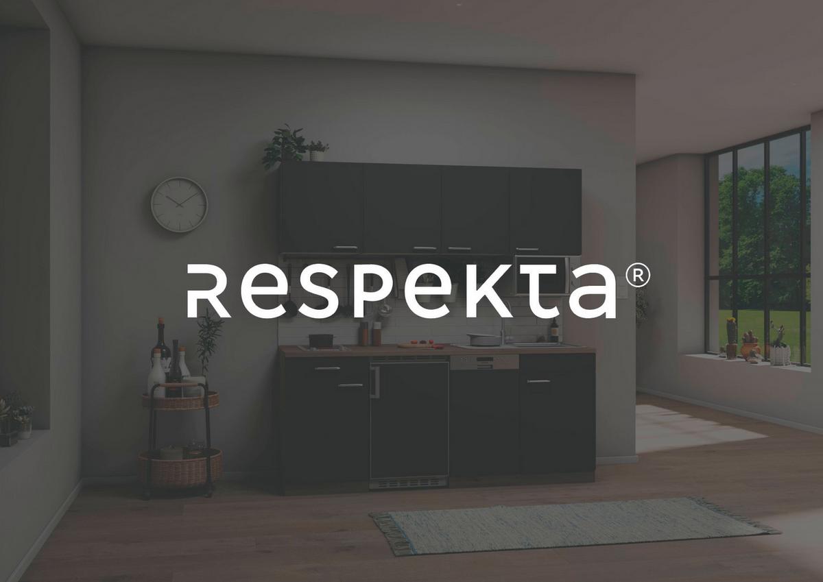 Küchenzeile Economy mit Geräten 195 cm Weiß/Eiche Dekor Modern - Eichefarben/Weiß, Basics, Holzwerkstoff (195cm) - Respekta