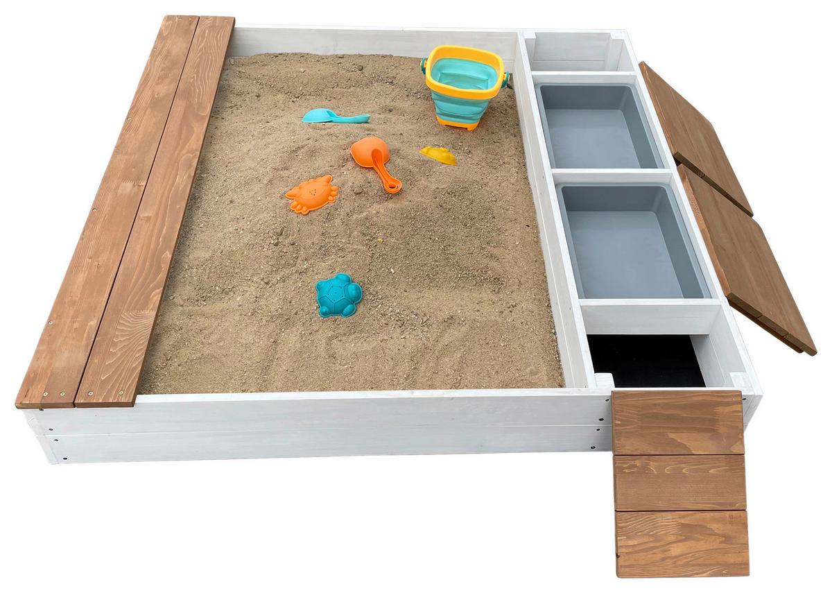 Sandkasten A031.016.01 - Braun/Weiß, KONVENTIONELL, Holz (117/18,7/119cm) - Ambia Garden