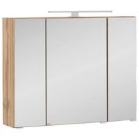 Spiegelschrank Kopenhagen LED 3 Türen 80x64x20 cm - Eichefarben, KONVENTIONELL, Glas/Holzwerkstoff (80/64/20cm) - Held