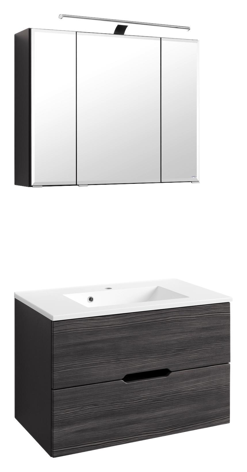 Badezimmer Belluno B:80 cm Lärche Dekor - Lärchefarben/Graphitfarben, Basics, Holzwerkstoff/Stein (80/48cm)