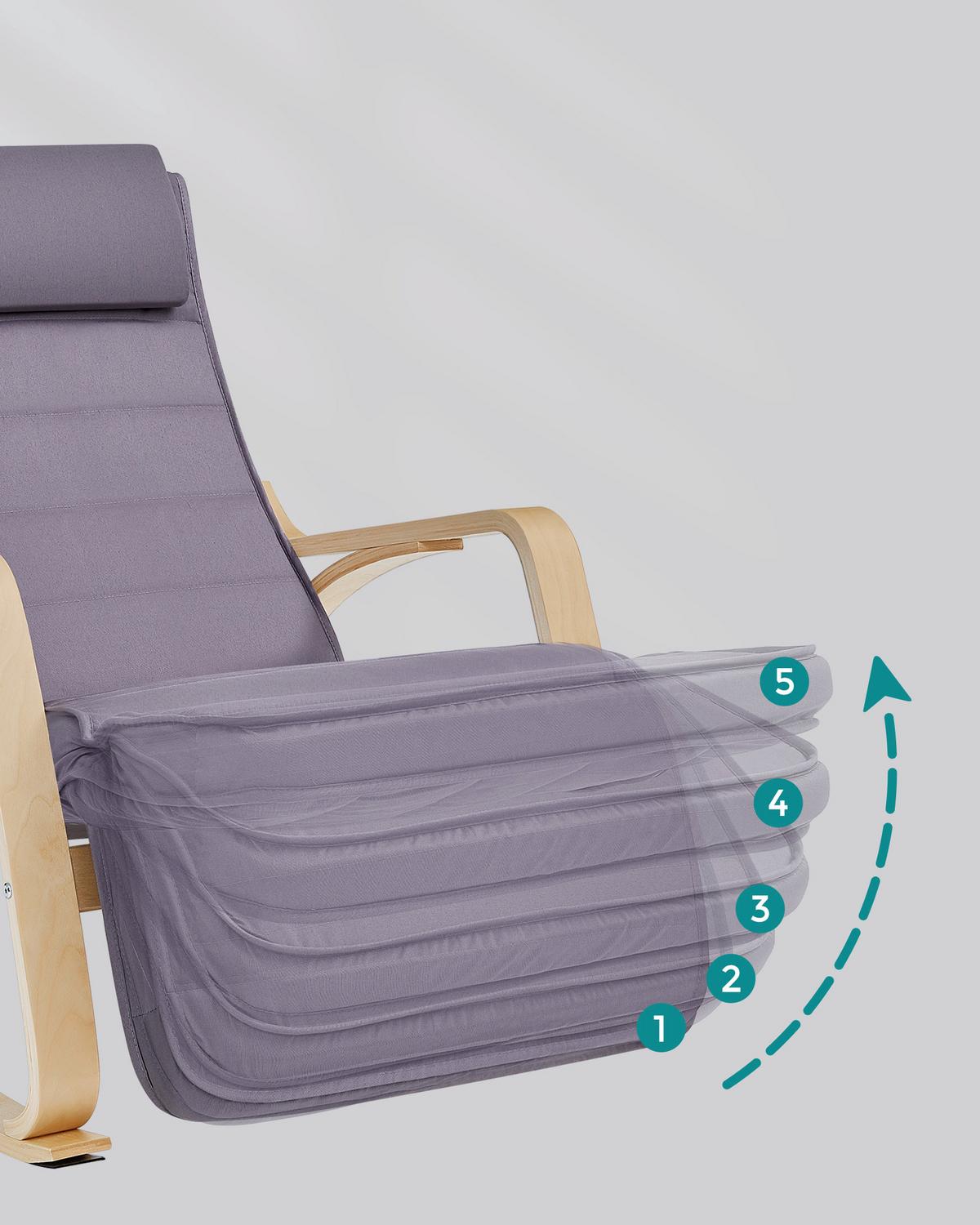 Schaukelstuhl Dunkelgrau B: 121,5cm - Dunkelgrau/Grauweiß, Basics, Holzwerkstoff/Textil (121,5/84/67cm)