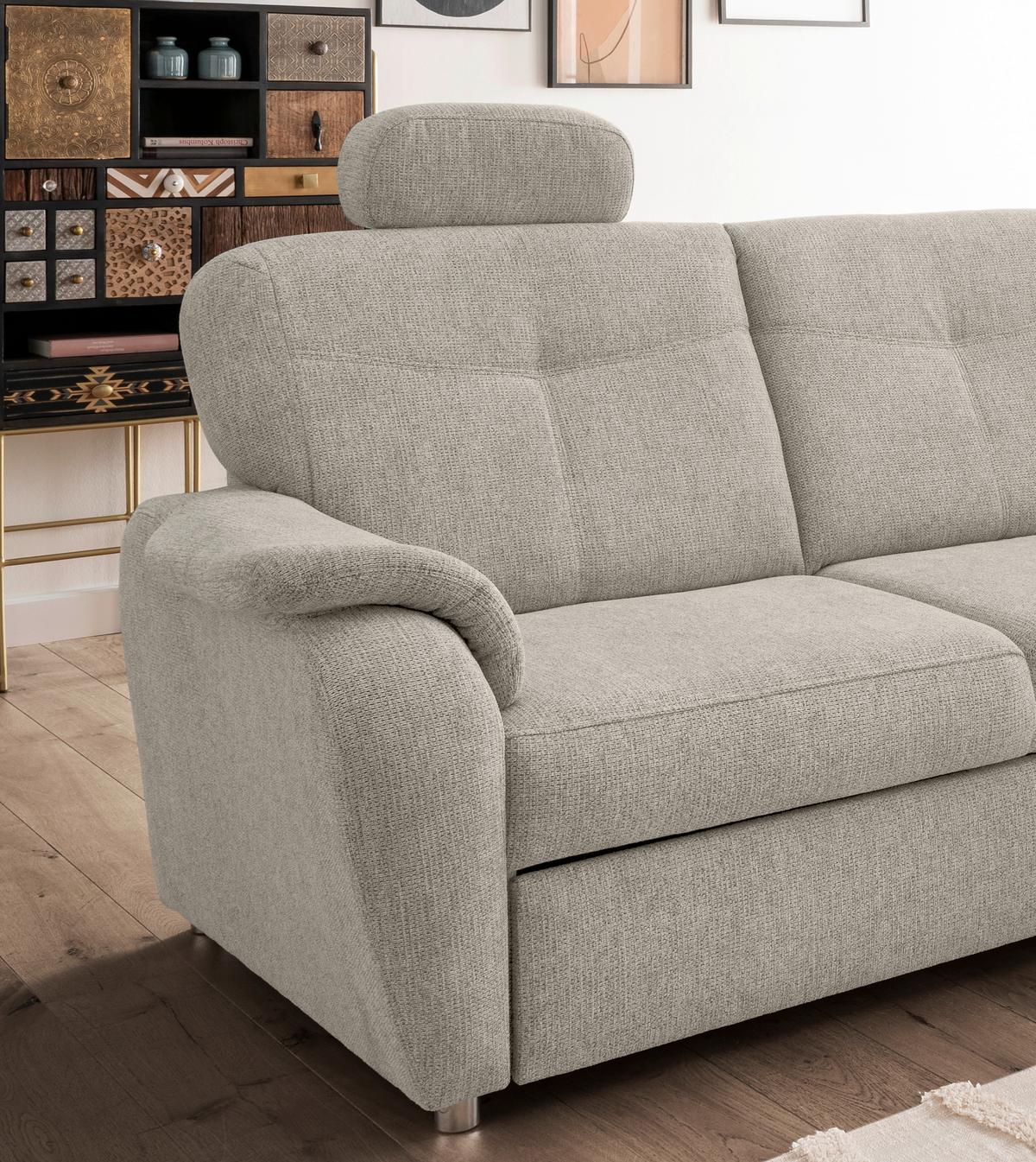 Eckschlafsofa Rosali, Beige S: 264x180 Cm - Chromfarben/Beige, MODERN, Textil (264/180cm) - Livetastic