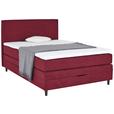 Boxspringbett mit Topper & Bettkasten 140x200 Kleopatra - Rot, KONVENTIONELL, Holz/Holzwerkstoff (140/200cm) - Ondega