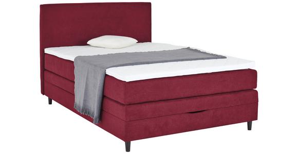 Boxspringbett mit Topper & Bettkasten 140x200 Kleopatra - Rot, KONVENTIONELL, Holz/Holzwerkstoff (140/200cm) - Ondega