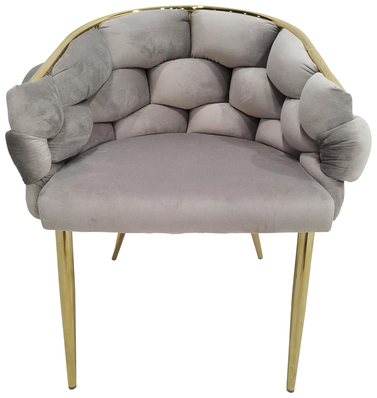 Sada stoličiek s podrúčkami 2ks/sada - sivohnedá/zlatá, Modern, kov/textil (65/79/61cm) - MID.YOU