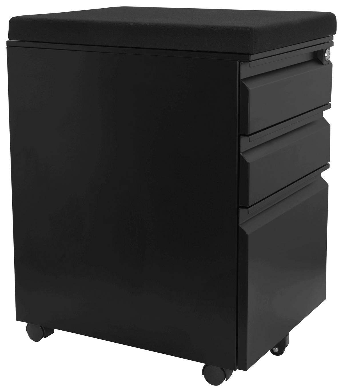 Rollcontainer Color Os Schwarz - Schwarz, MODERN, Kunststoff/Metall (39/60/50cm) - MID.YOU