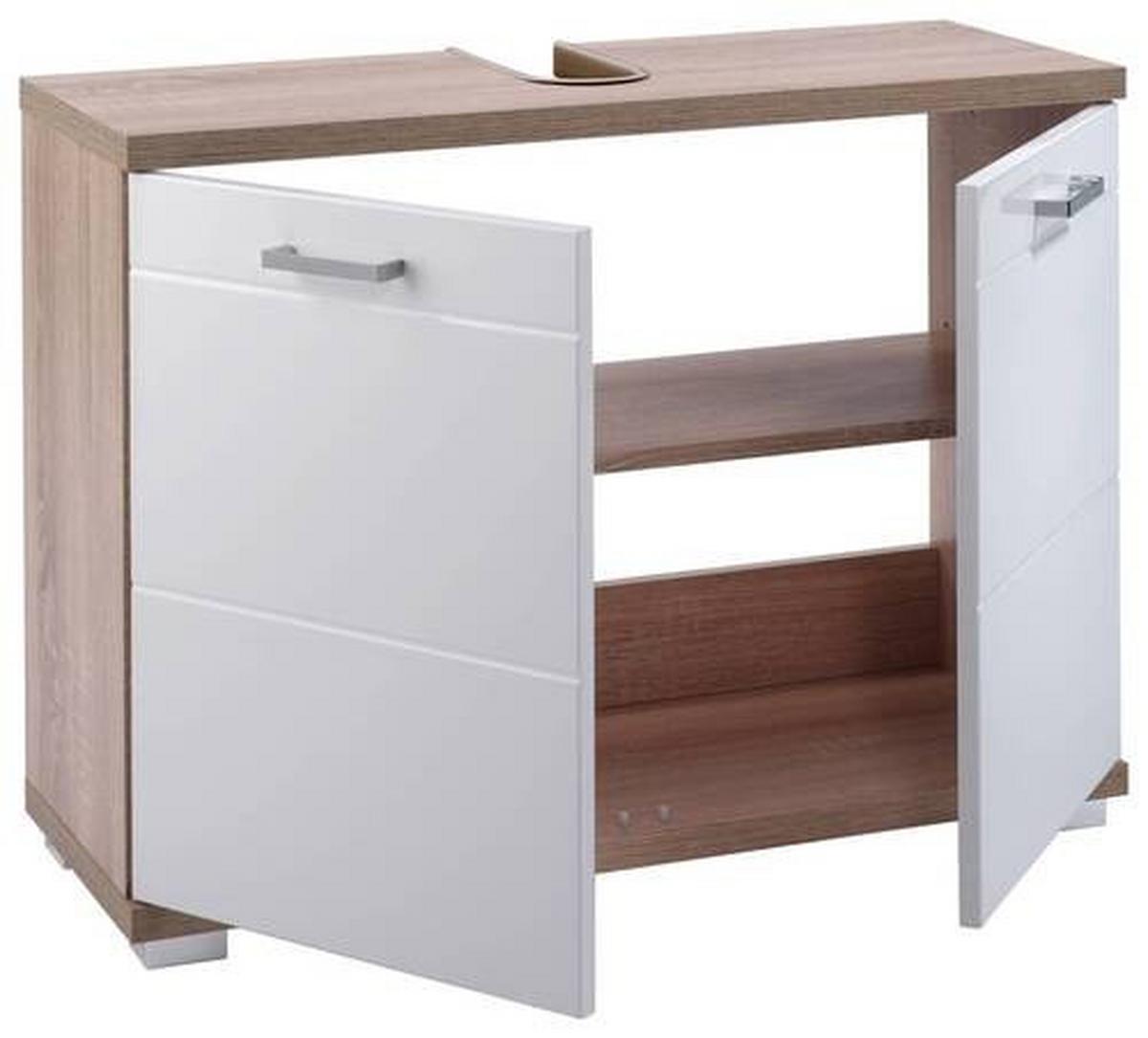 Waschbeckenunterschrank Nebraska B: 80cm Weiß - Chromfarben/Weiß, LIFESTYLE, Holzwerkstoff (80/59/31,5cm) - MID.YOU