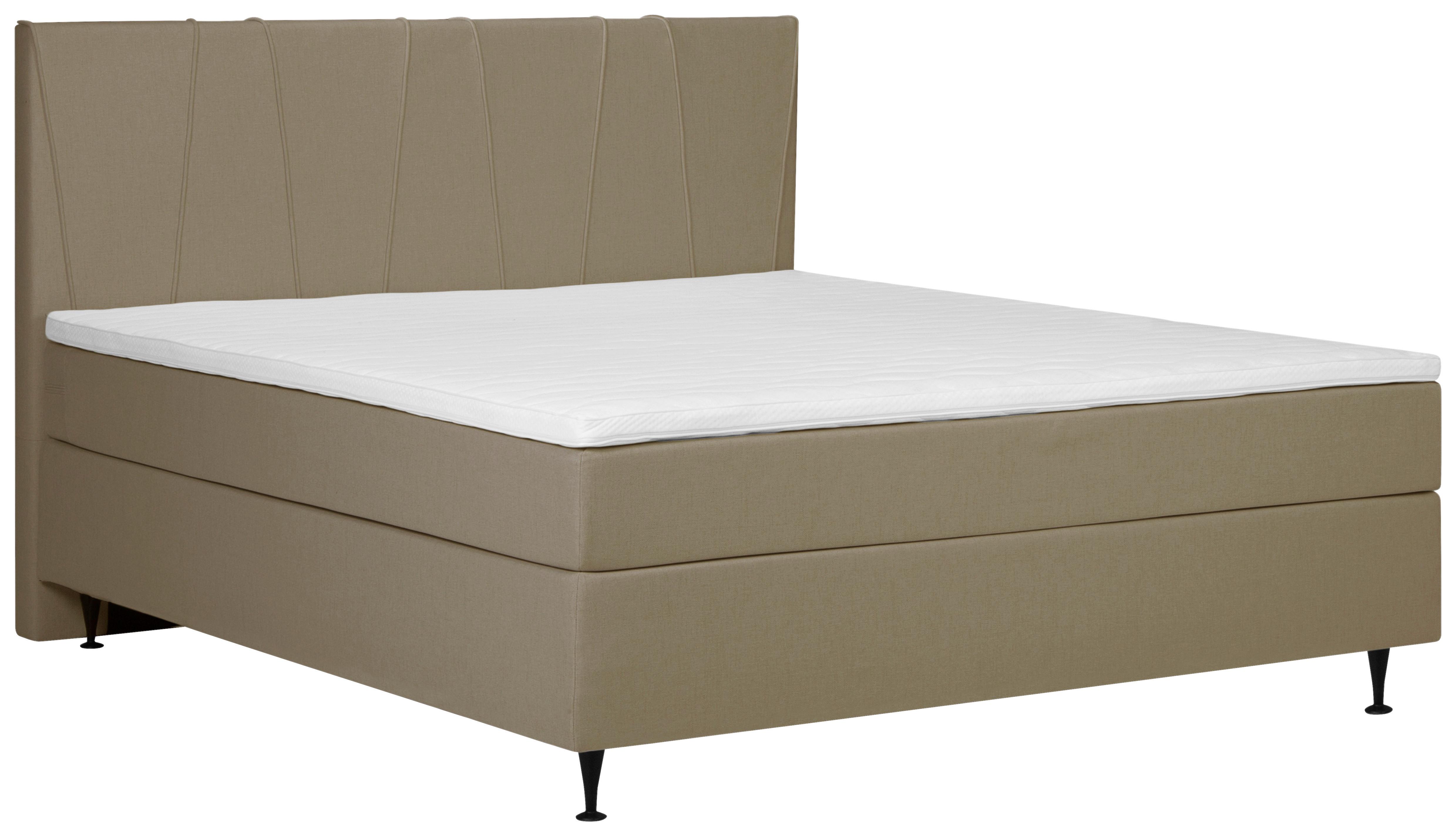 Boxspringbett Wels 140x200 cm Braun inkl. Topper - Schwarz/Braun, MODERN, Textil (140/200cm) - MID.YOU