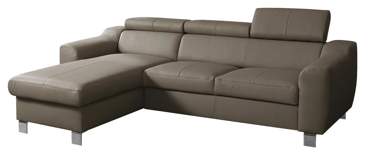 Ecksofa Aspen Taupe S: 176 Cm - Taupe/Chromfarben, Design, Leder/Textil (176/242cm) - Livetastic