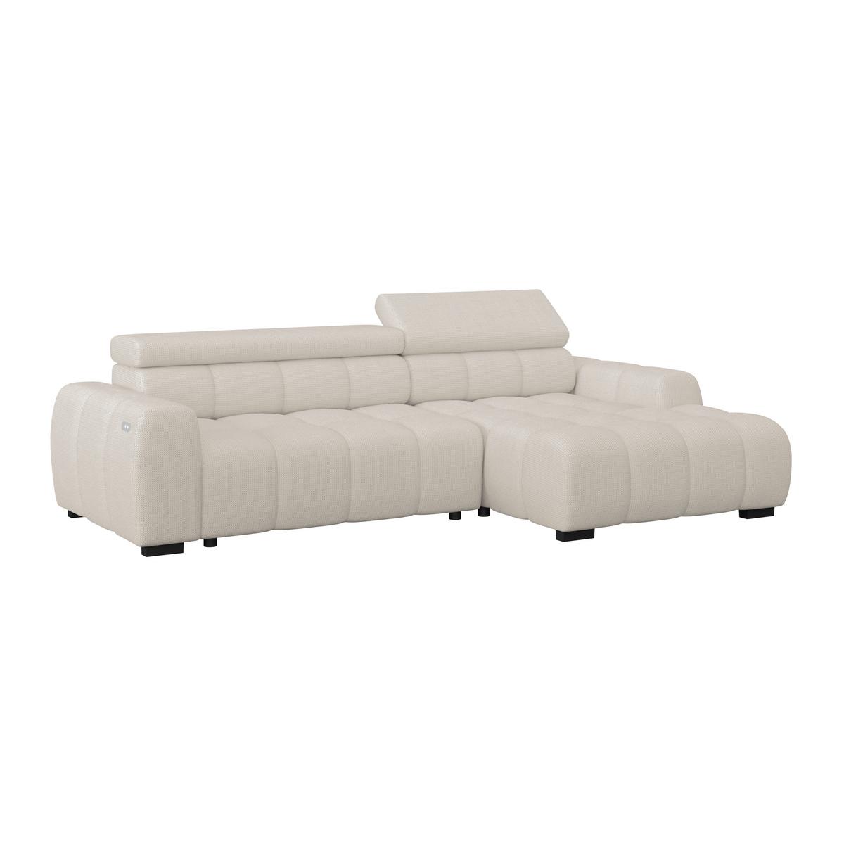 Ecksofa Fargo Elektrischer Cremefarben, B: 285 Cm - Creme/Schwarz, Trend, Textil (285/168cm)