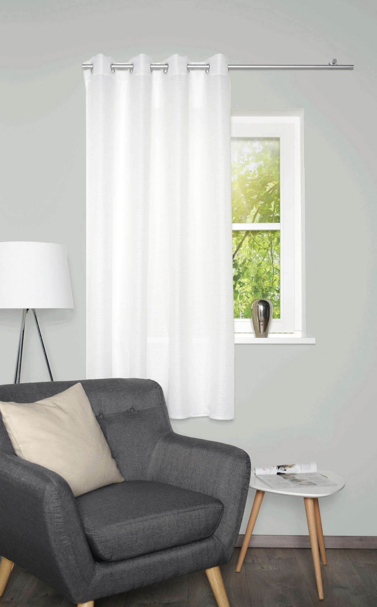 Ösenvorhang Benoga - Weiß, Basics, Textil (135cm)