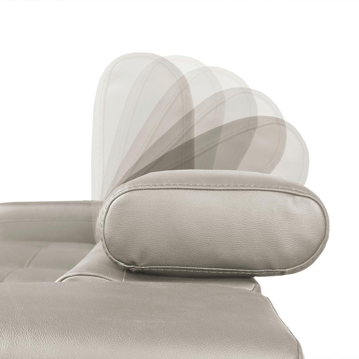 Ecksofa Torino Teilleder Platinfarben 173x247 - Platinfarben/Schwarz, Design, Leder/Textil (173/247cm) - Livetastic