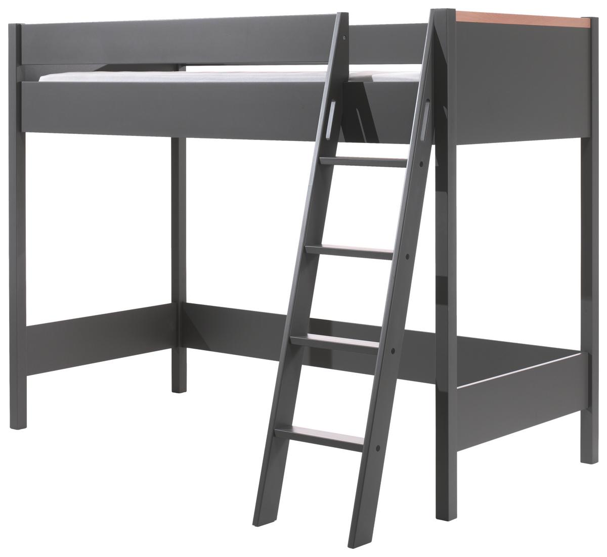 Hochbett London Dunkelgrau 90x200 cm - Dunkelgrau/Anthrazit, MODERN, Holz/Holzwerkstoff (90/200cm) - Vipack