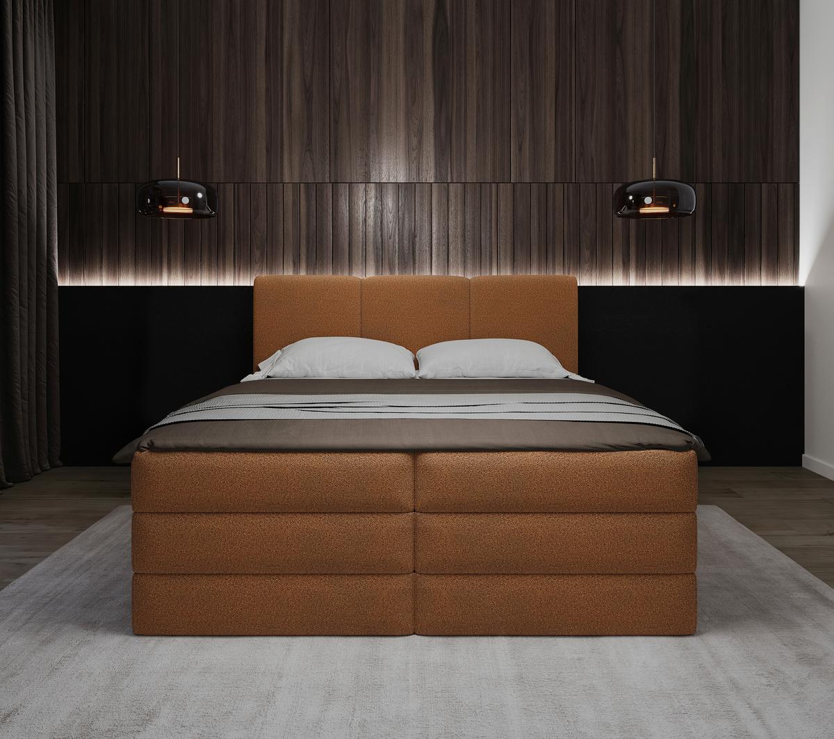 Boxspringbett mit Bettkasten 160x200 cm Castel V - Rostfarben/Schwarz, MODERN, Holz/Holzwerkstoff (160/200cm) - MID.YOU